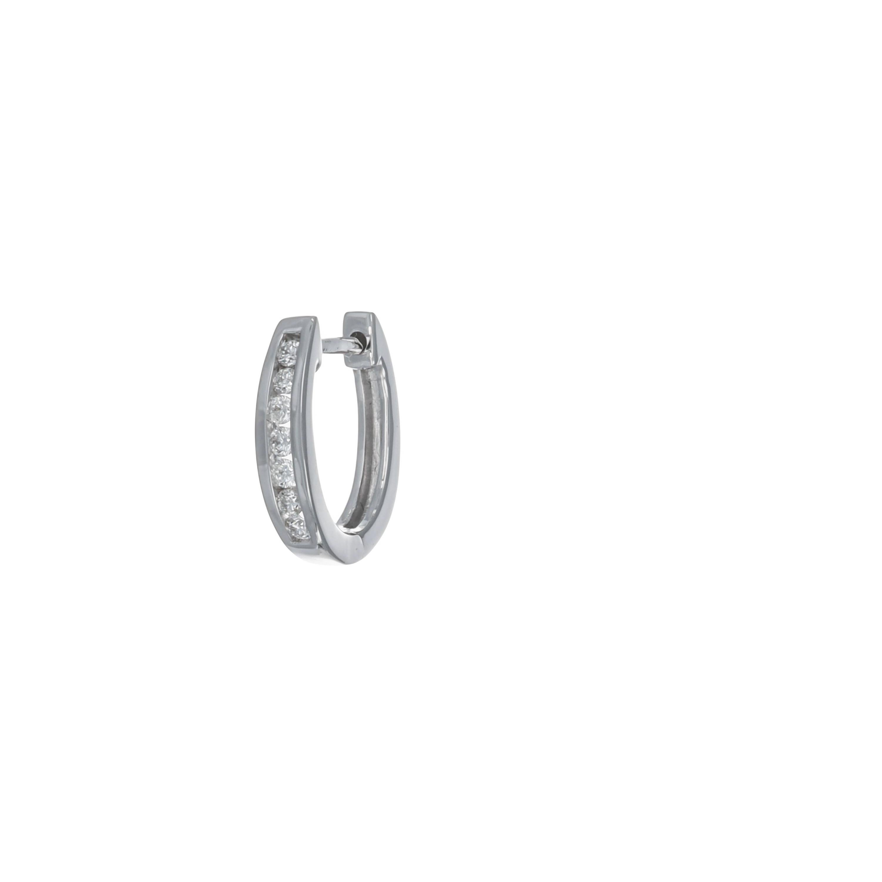 Round Cut Natural Diamond Earring 0.27 cts 18 KT White Gold Hoop Earring  For Sale
