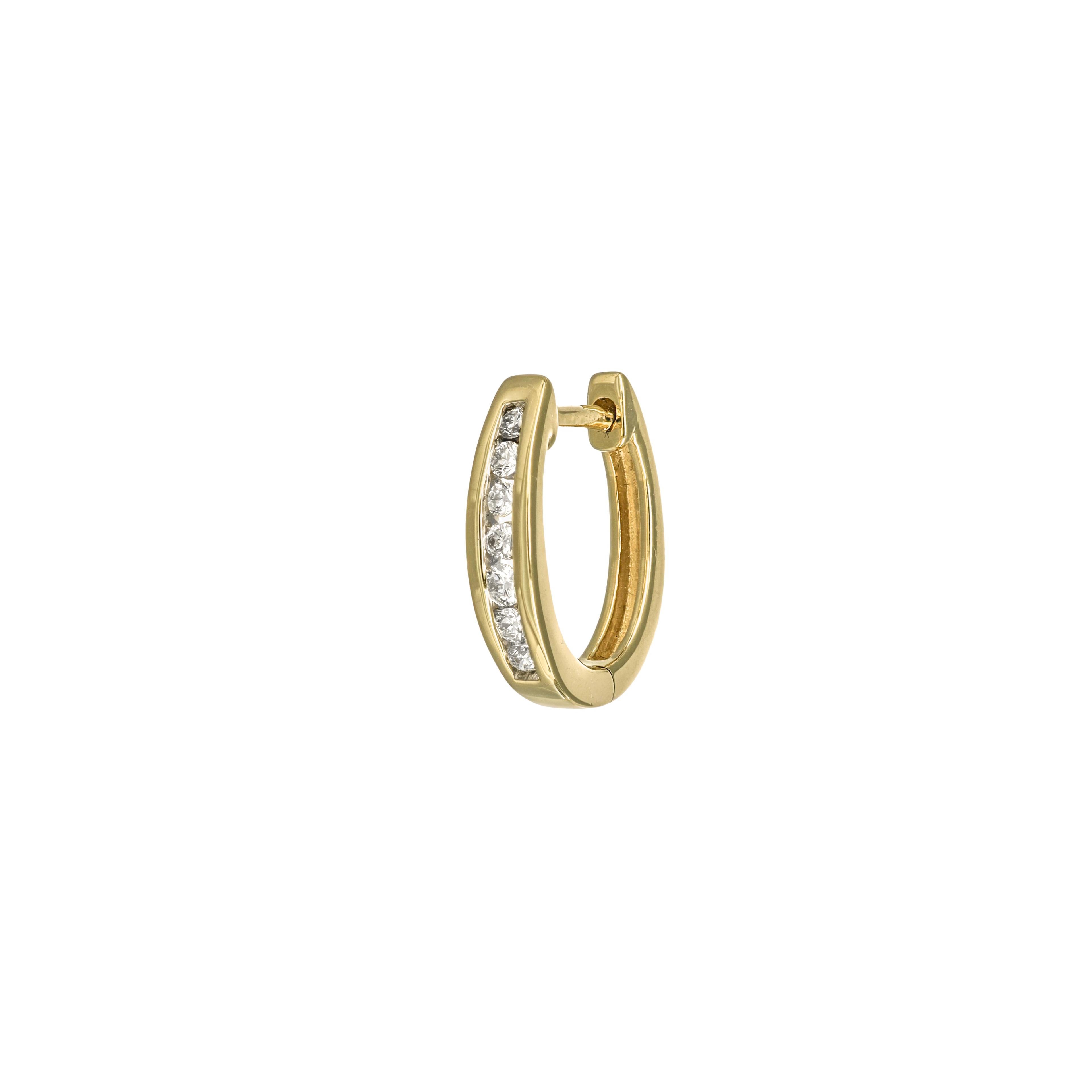 Natural Diamond Earring 0.27 cts 18 KT White Gold Hoop Huggie Earring For Sale 2