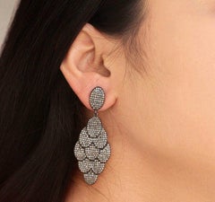 Natural Diamond Earring Handmade Dangle Earring 925 Sterling Silver Jewelry Gift