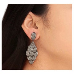 Pendiente de diamante natural Pendiente colgante hecho a mano Regalo de joyería de plata de ley 925