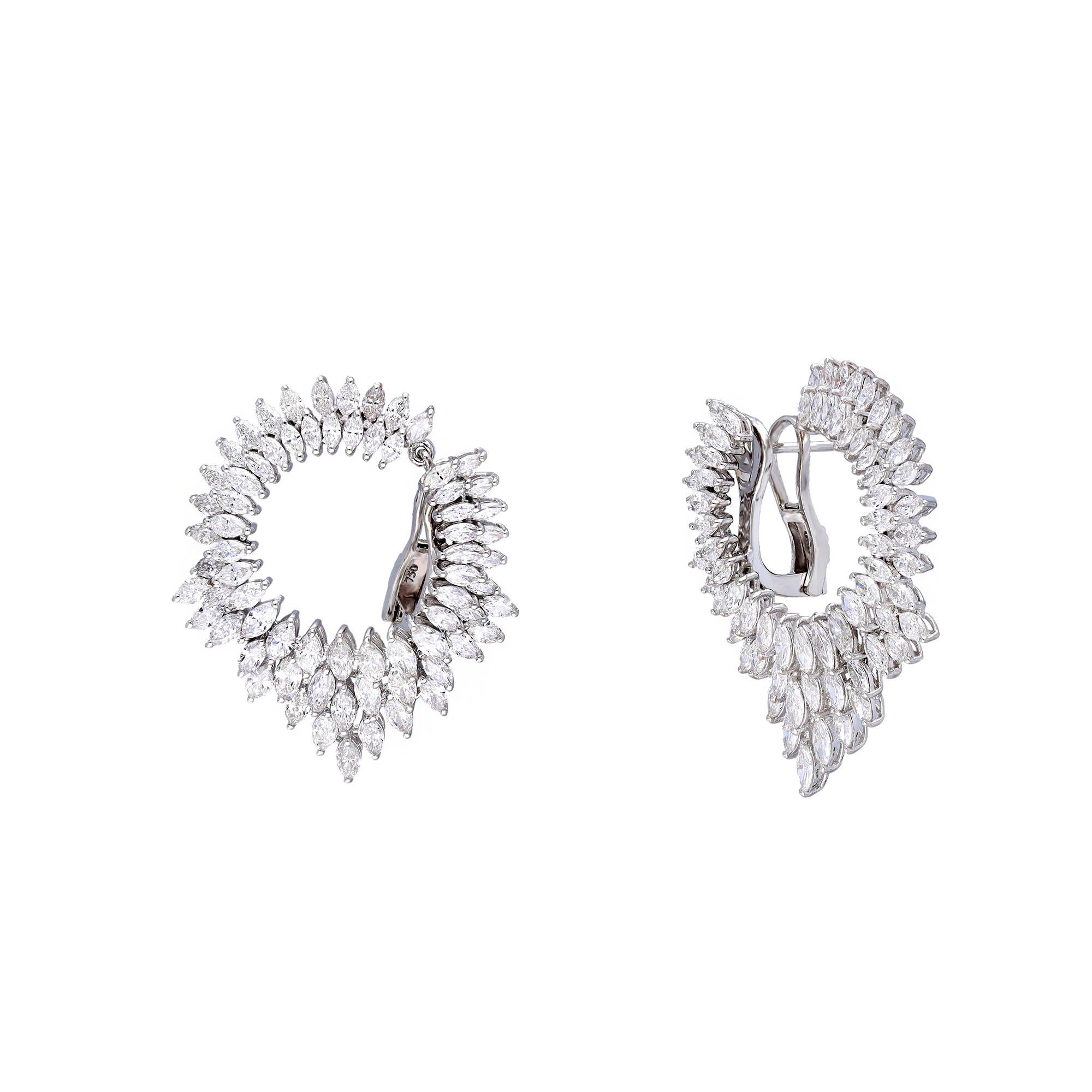 Natural Diamond earring with diamond 7.73 cts in 18k gold In New Condition For Sale In jaipur, IN