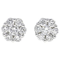 Boucles d'oreilles diamant naturel 0.52 cts Or blanc 18 carats Clou d'oreilles Classic