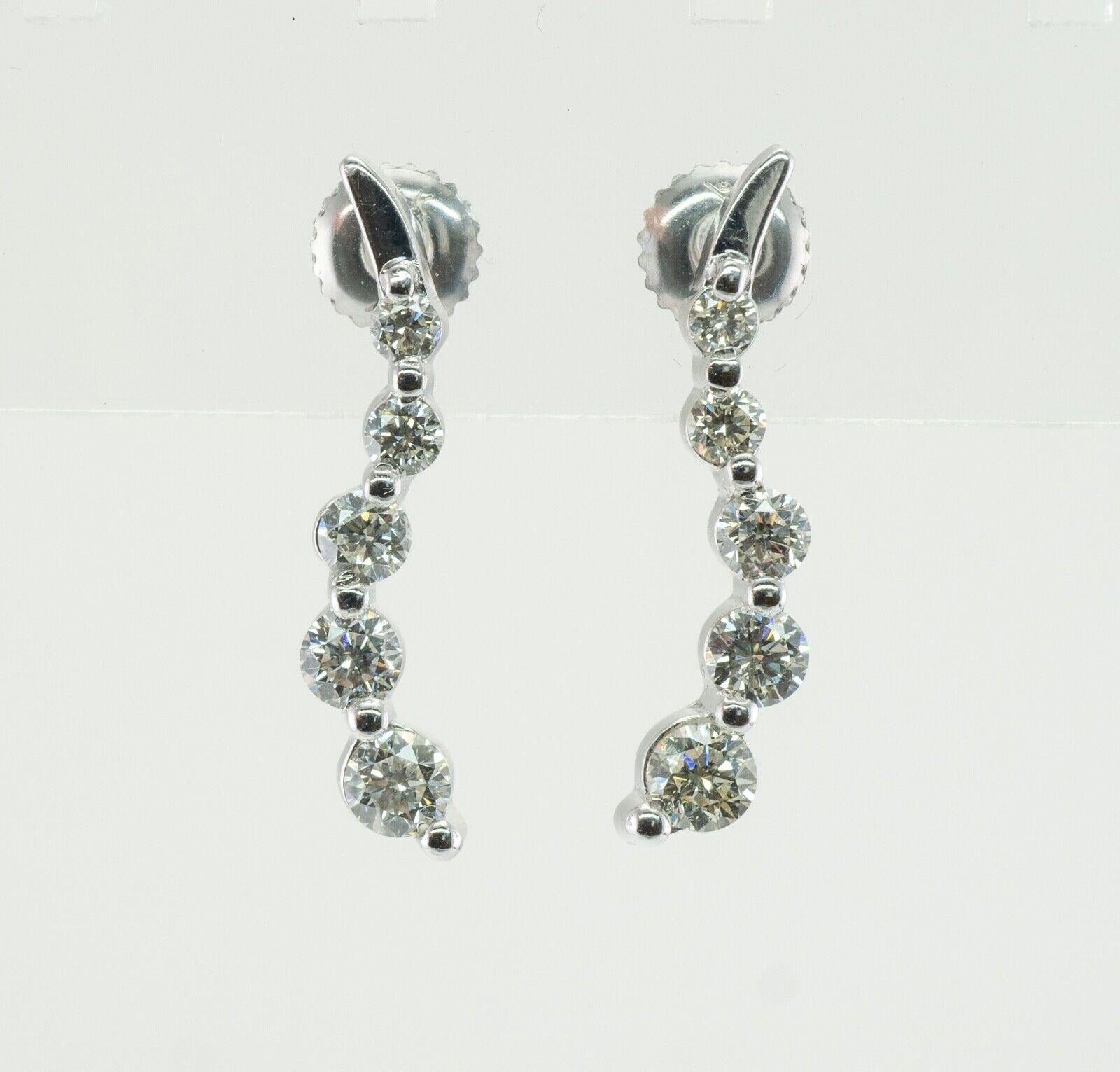 Natural Diamond Earrings 14K White Gold Dangle Bubbles For Sale 1