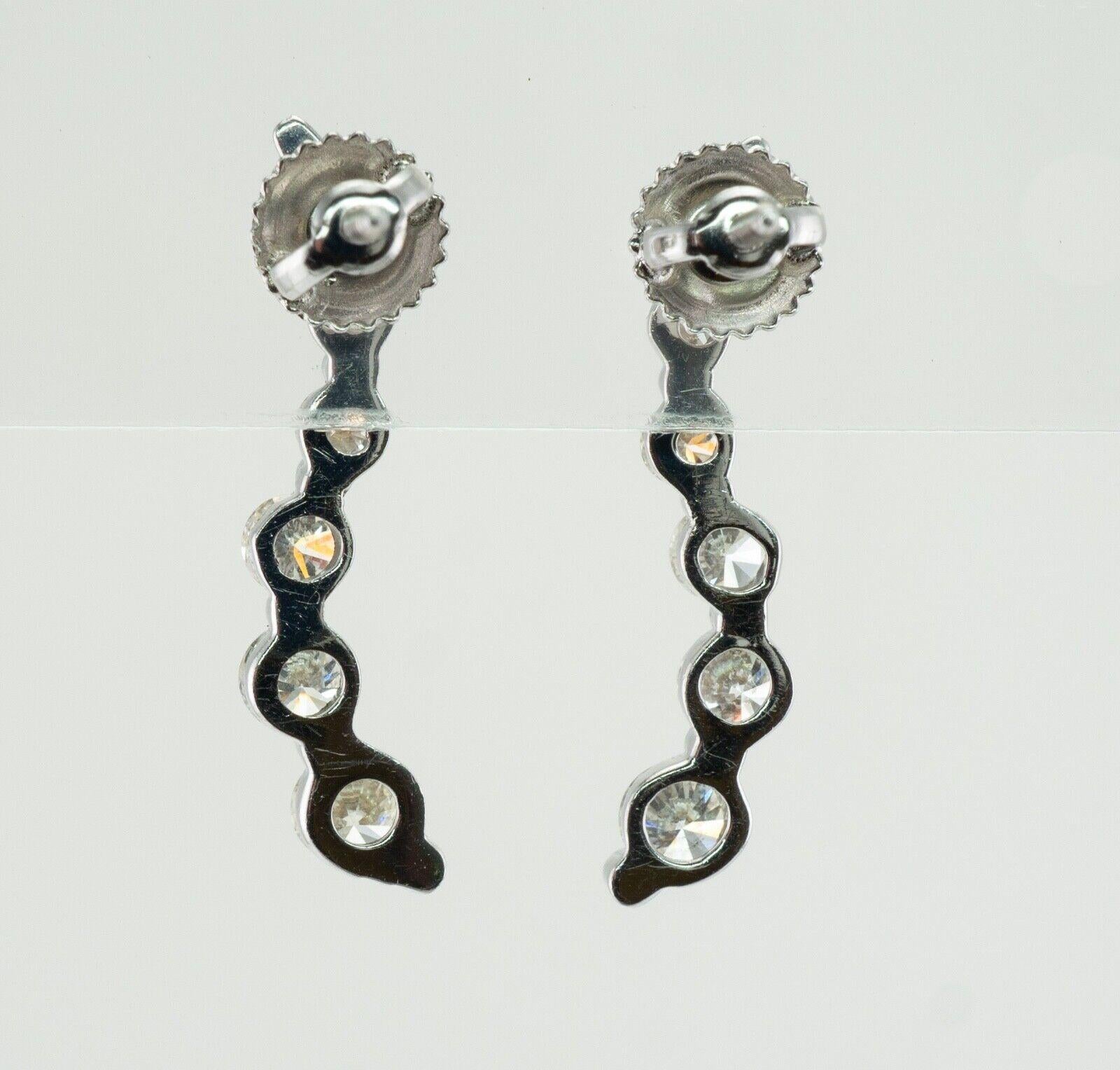 Natural Diamond Earrings 14K White Gold Dangle Bubbles For Sale 2