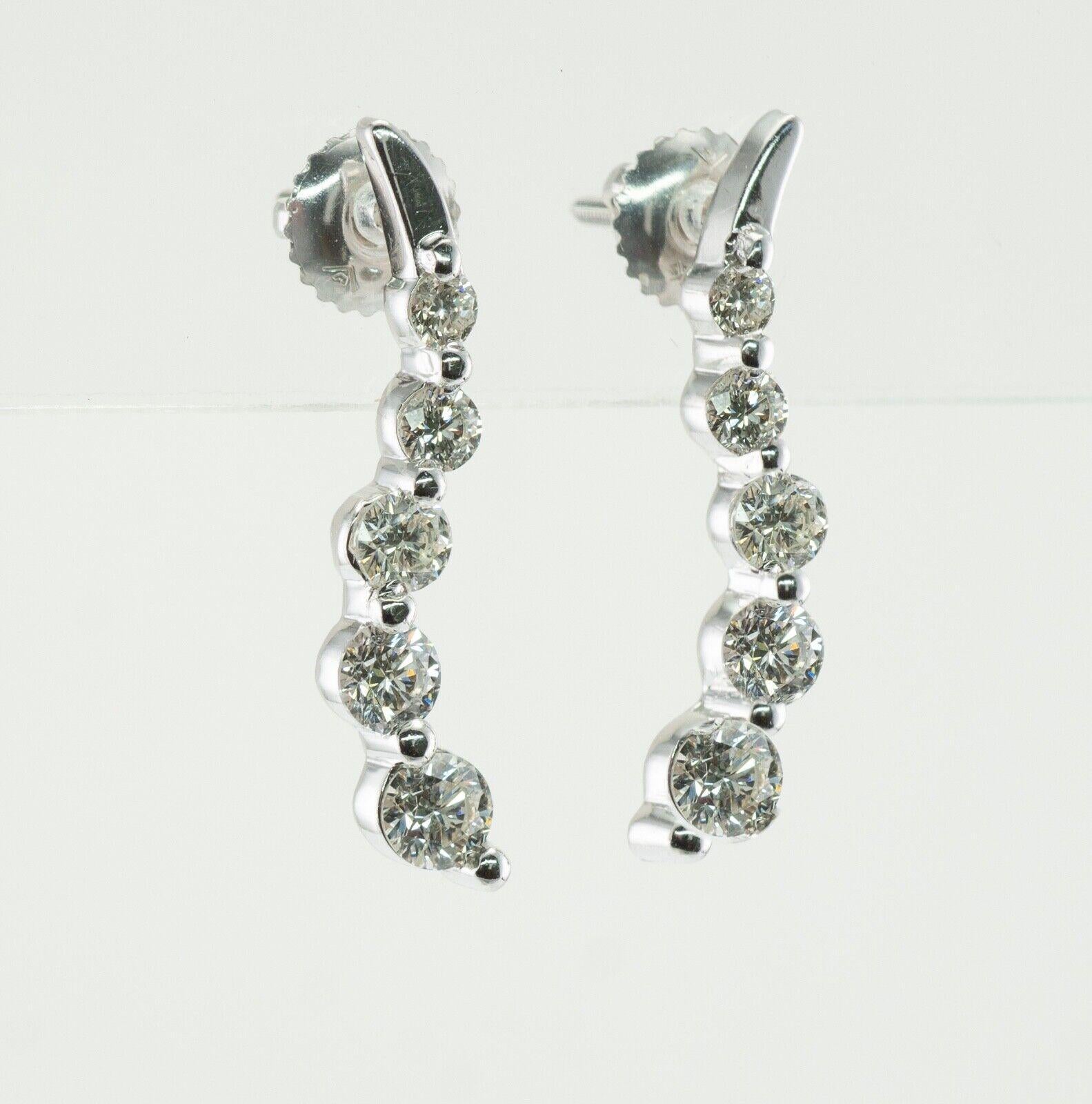 Natural Diamond Earrings 14K White Gold Dangle Bubbles For Sale 3