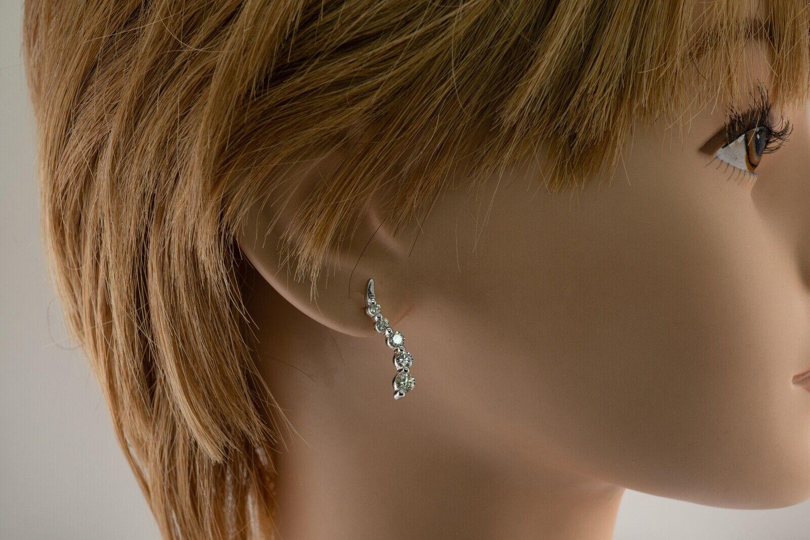 Natural Diamond Earrings 14K White Gold Dangle Bubbles For Sale 4