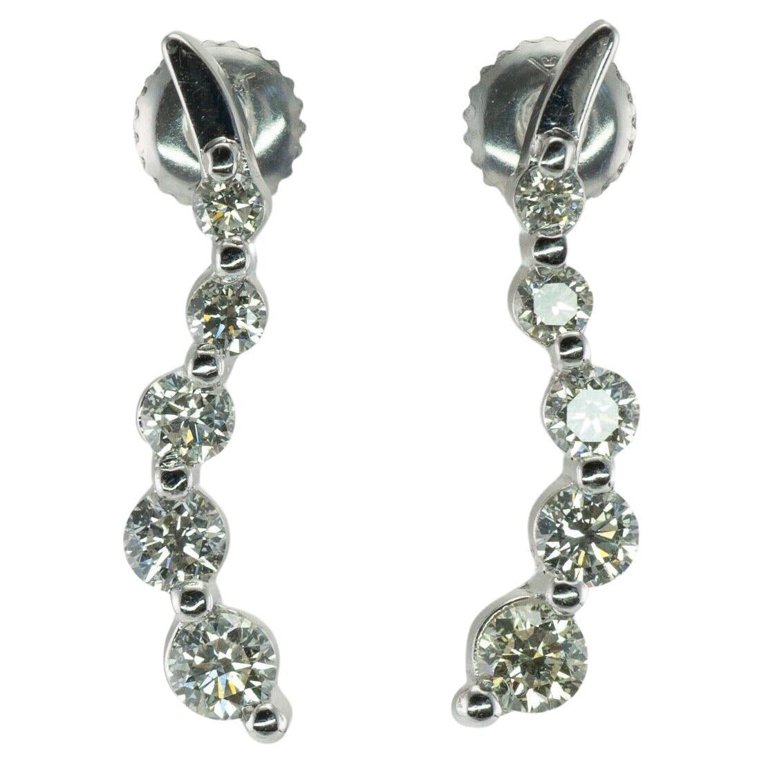 Pendientes de diamantes naturales Burbujas colgantes de oro blanco de 14 quilates