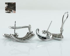 Natural Diamond Earrings 14K White Gold Omega Locks Art Deco