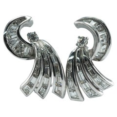 Orecchini con diamanti naturali in oro bianco 14K Omega Locks Art Deco