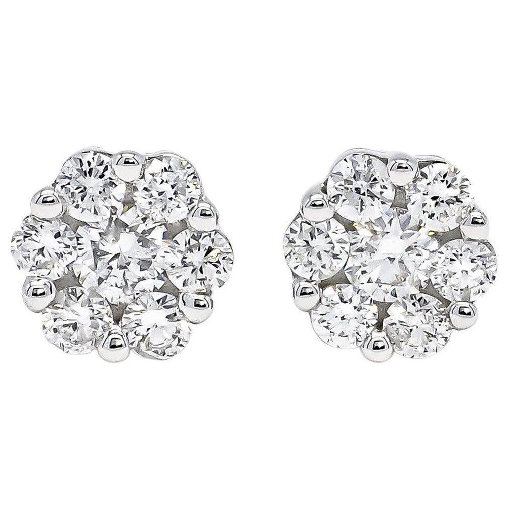 Natürliche Diamant-Ohrstecker 2,00cts 18KT Weißgold Einfacher Cluster-Ohrstecker