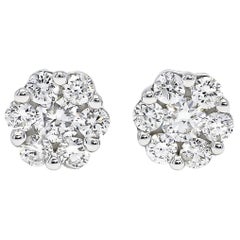 Natürliche Diamant-Ohrstecker 2,00cts 18KT Weißgold Einfacher Cluster-Ohrstecker