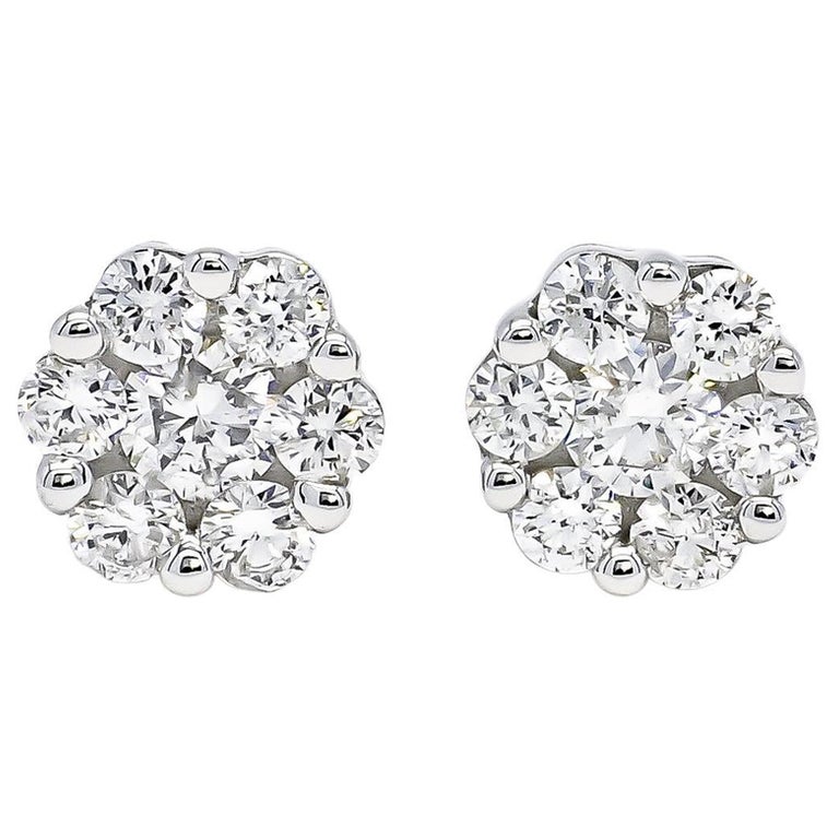 Boucles D'oreilles En Or Blanc 18K Avec Diamants Naturels - 2.14 G, Neuf Avec étiquettes