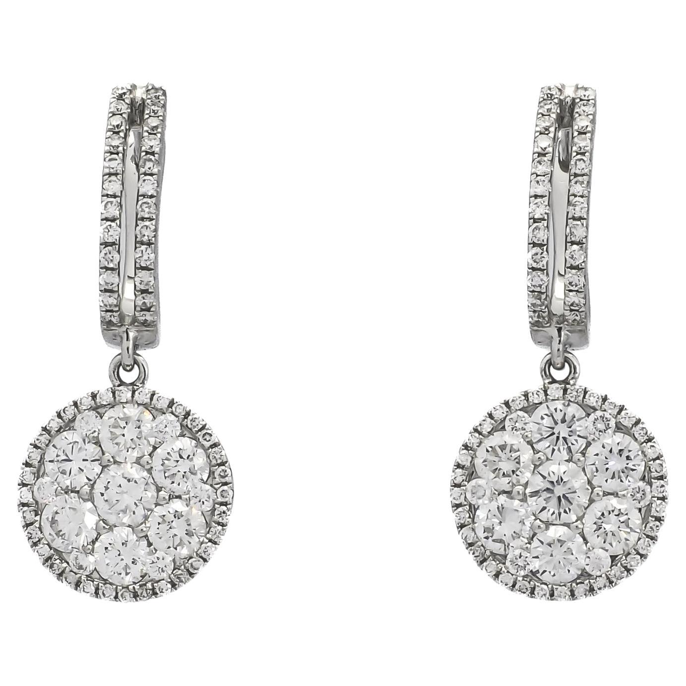 Natural Diamond Earrings 2.46 cts 18 Karat White Gold Statement Drop Danglers  For Sale