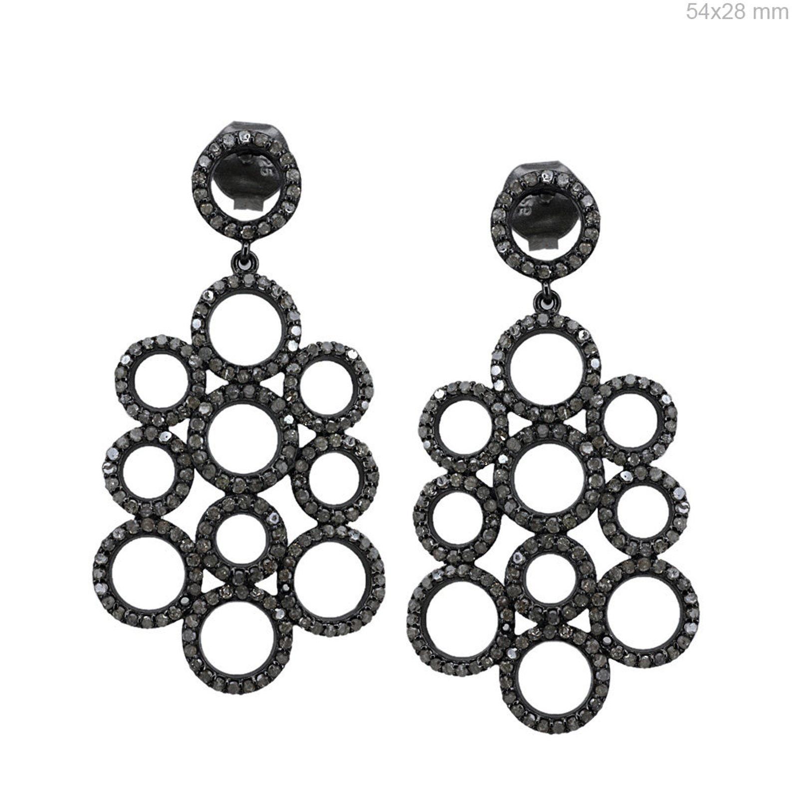 Round Cut Natural Diamond Earrings 925 Sterling Silver Beautiful Bridal Drop Pair Earring For Sale