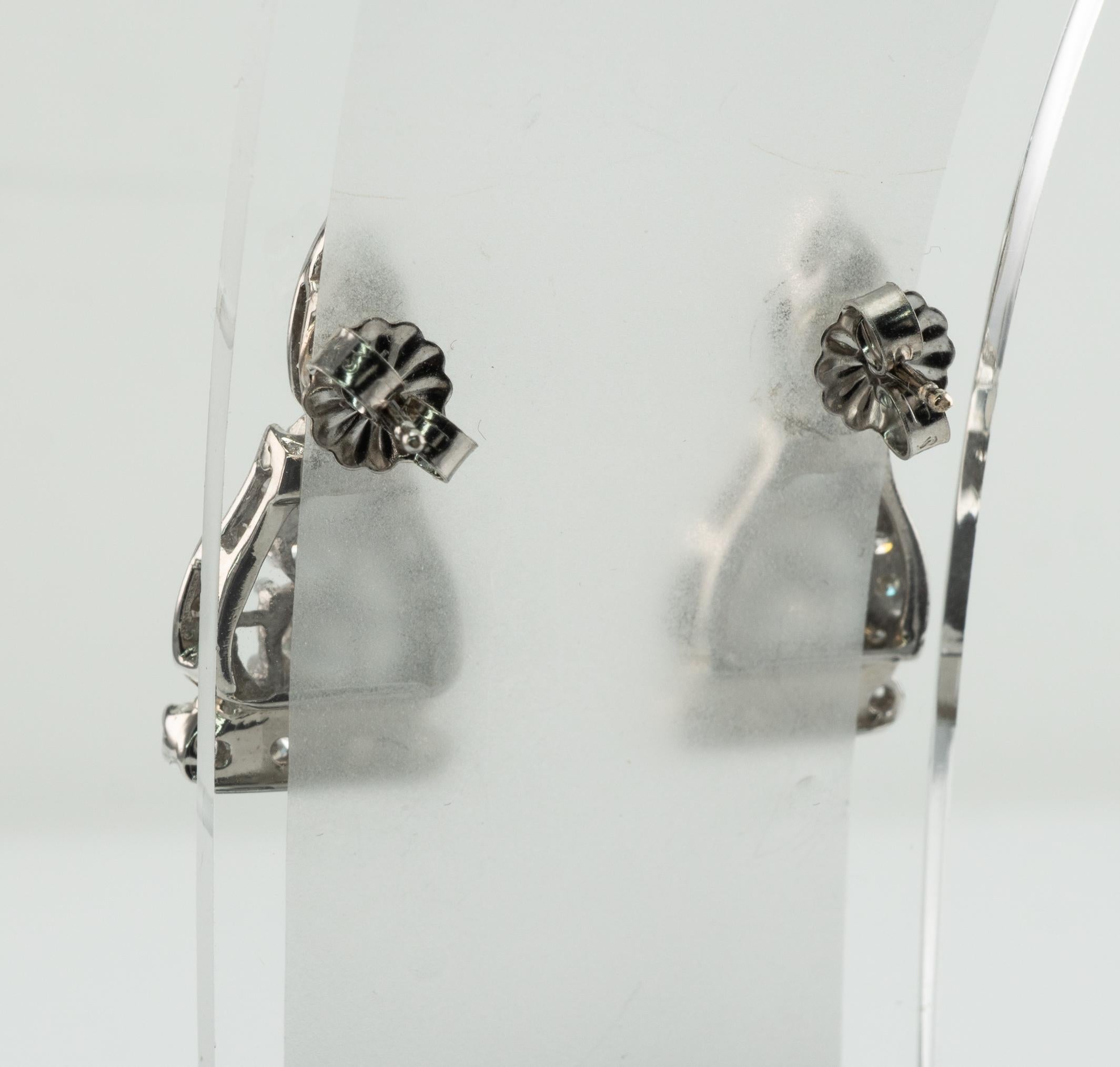 Boucles d'oreilles en diamant naturel goutte d'eau en or blanc 14K 1,72 ct  en vente 6