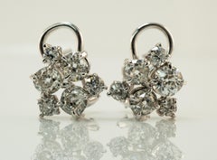 Natural Diamond Earrings European and Mine Diamond Vintage 14K Gold