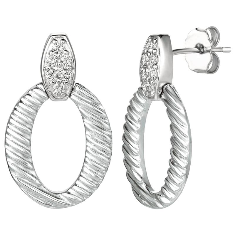 Natural Diamond Earrings in 14 Karat White Gold For Sale