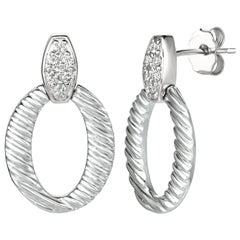 Natural Diamond Earrings in 14 Karat White Gold