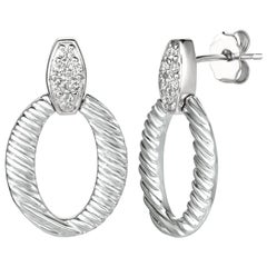 Pendientes de Diamante Natural en Oro Blanco de 14 Kilates