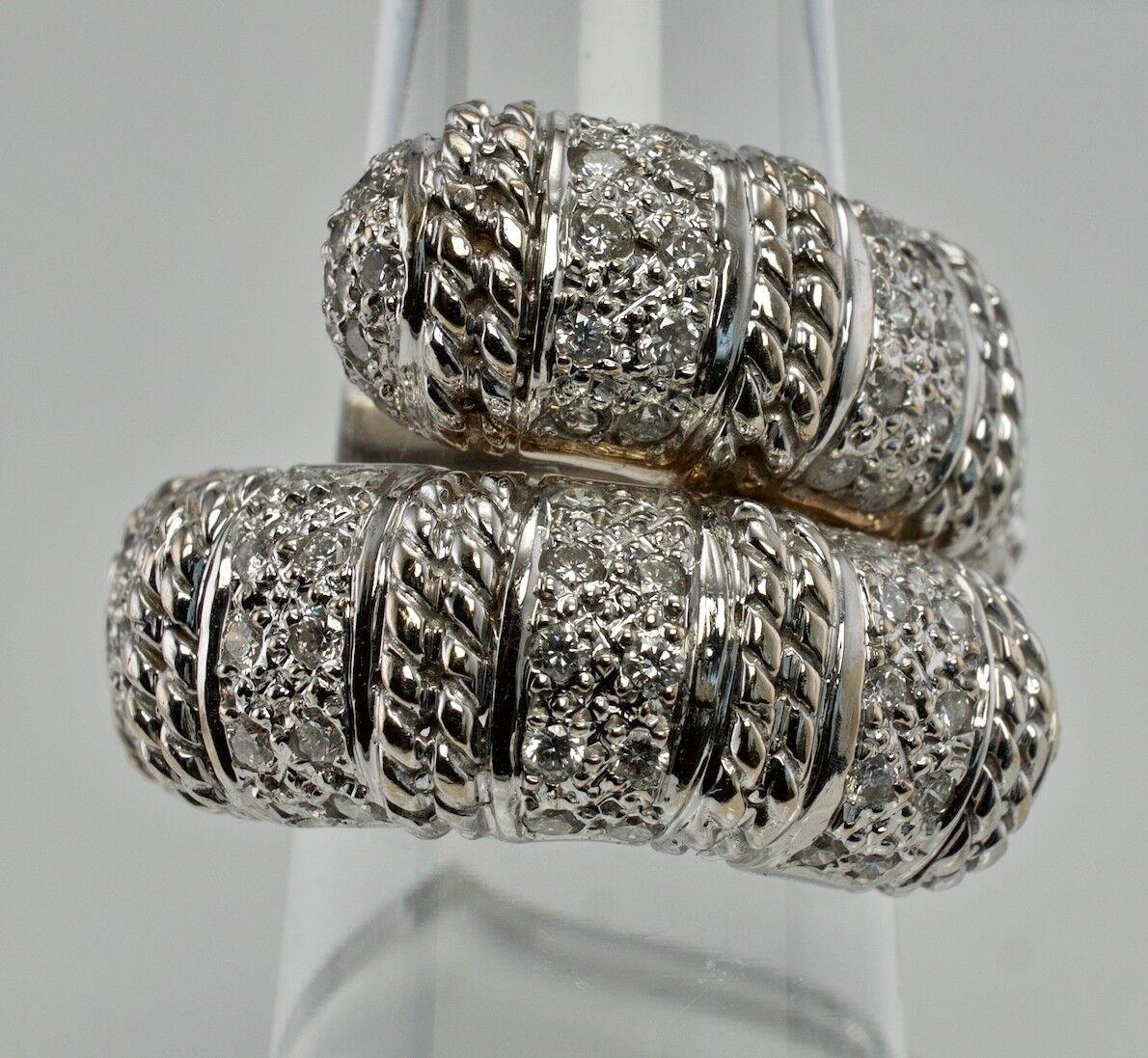 Natural Diamond Earrings Ring Set 18K White Gold Cassis 1.82 TDW Estate In Good Condition For Sale In East Brunswick, NJ