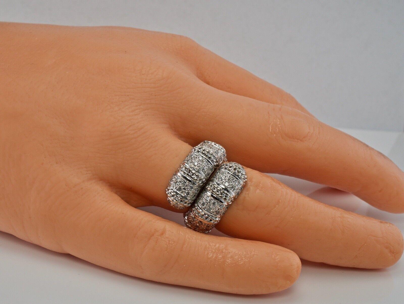 Natural Diamond Earrings Ring Set 18K White Gold Cassis 1.82 TDW Estate For Sale 3