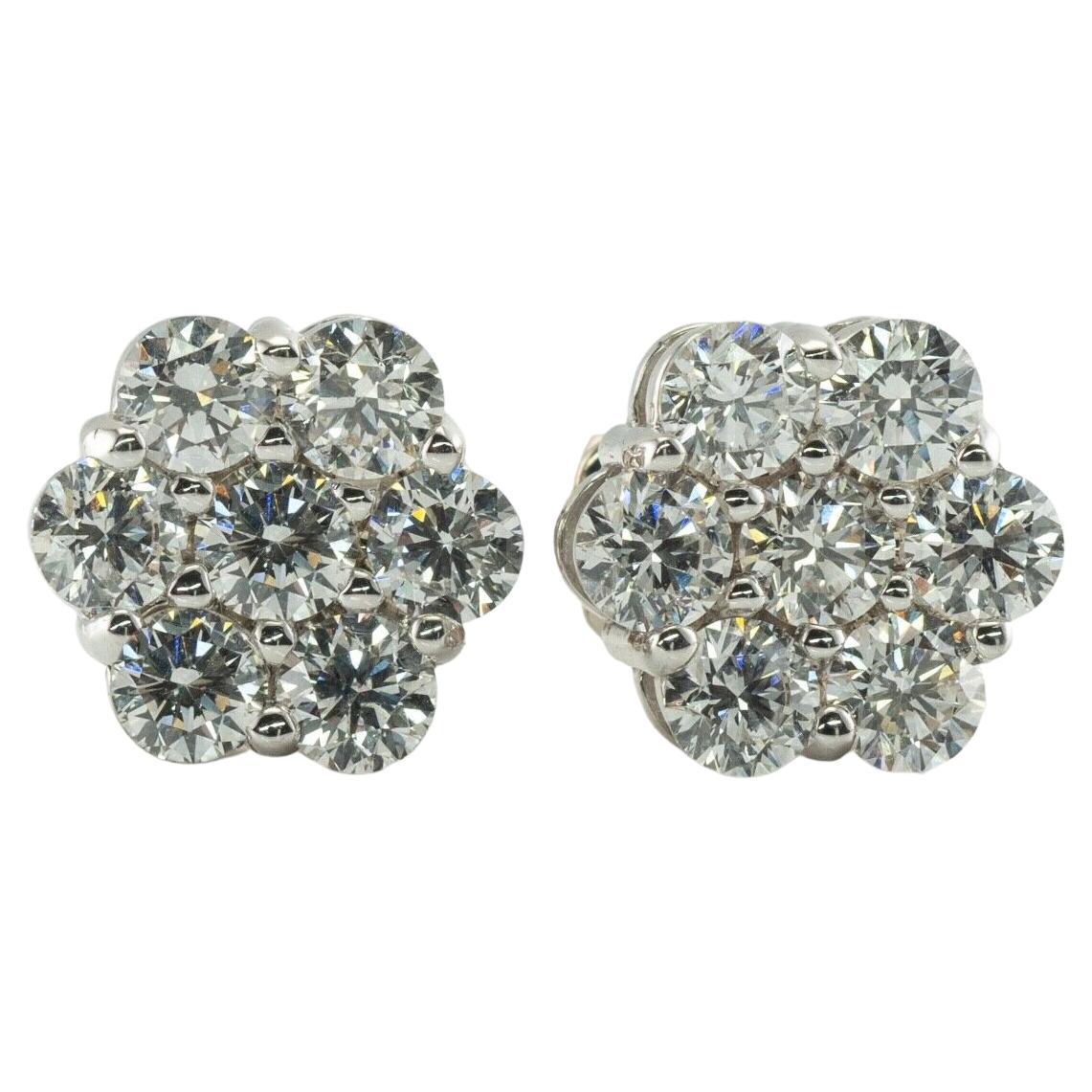 Natural Diamond Earrings Studs 14K White Gold Cluster 1.12 TDW For Sale