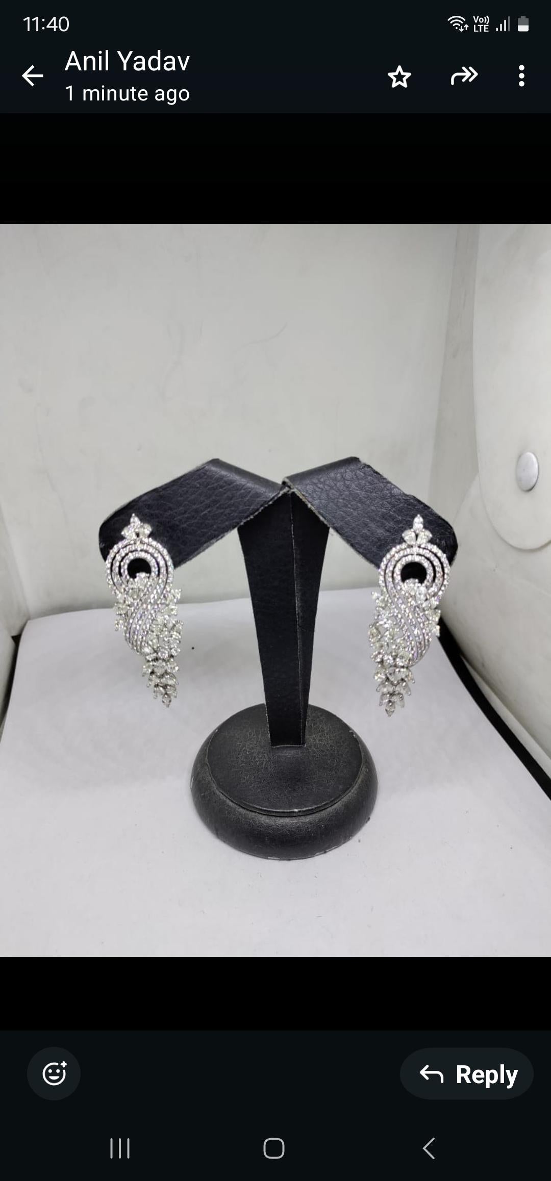 Donna Orecchini con diamante Nature e diamante da 7,20 carati in 18 carati in vendita