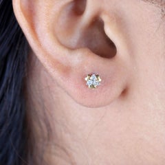 Natural Diamond Elegant Wedding Earring 14k Yellow Gold Minimalist Studs For Her