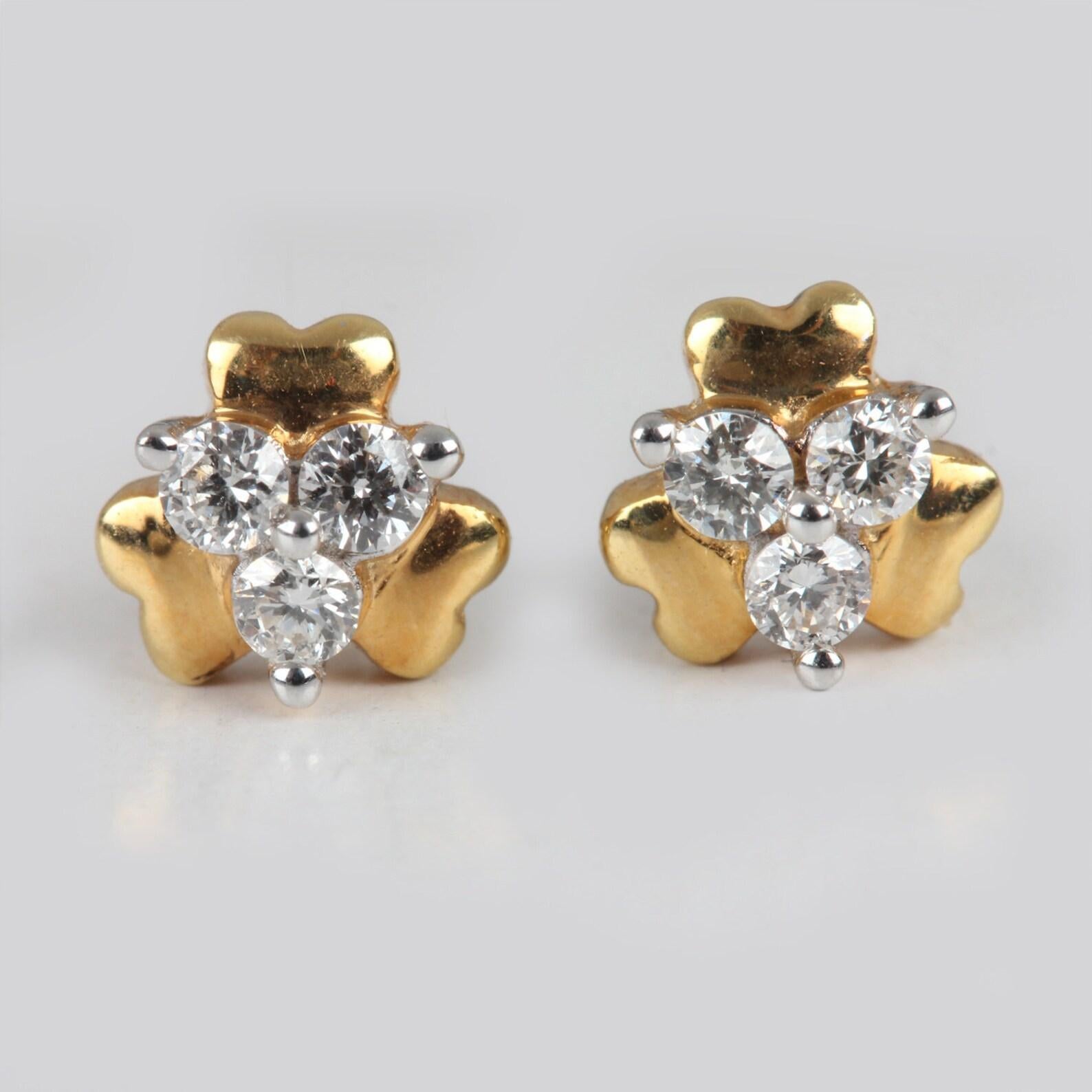 Eleganter natürlicher Diamant-Ehering 14k Gelbgold Minimalistische Ohrstecker für sie mit natürlichen Diamanten (Rundschliff) im Angebot