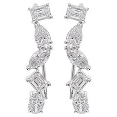 3.45 Carat Multi-Shape Diamond Cascade Drop Earrings in 18K White Gold