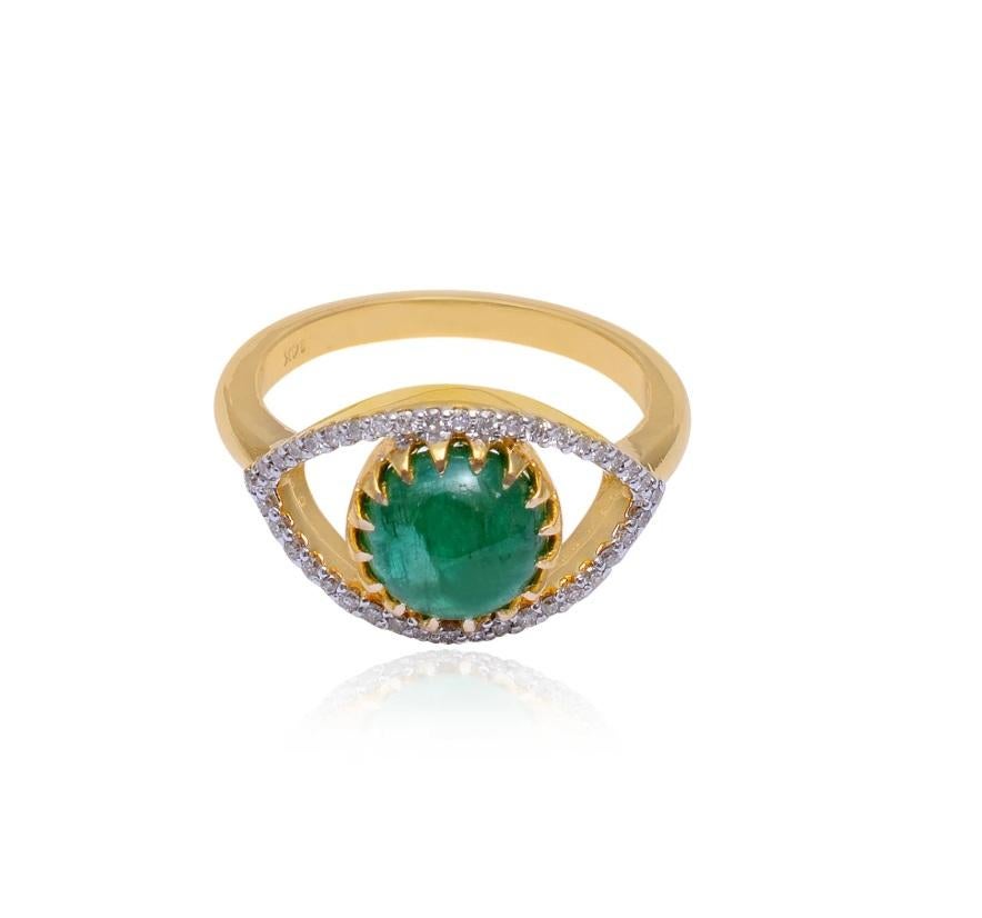 Anillo de diamante natural y esmeralda Oro de 14 quilates en Nuevo estado para la venta en jaipur, IN