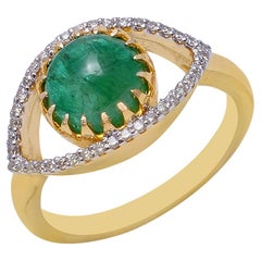 Natural Diamond & Emerald Ring in 14K