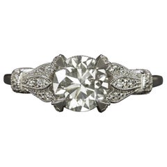 Natural Diamond Engagement Ring 1.45 Carat Round Cut Set in White Gold