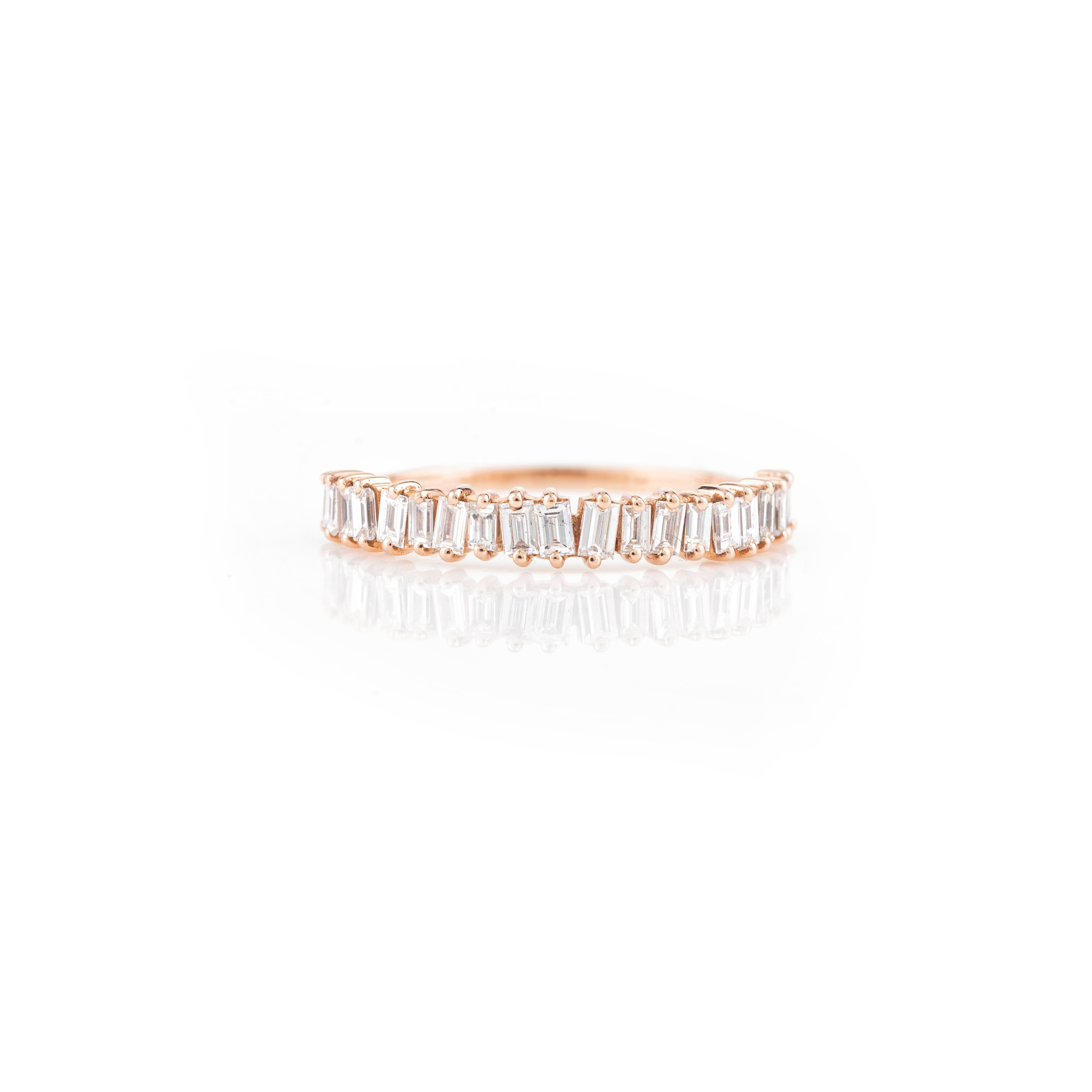 For Sale:  Natural Diamond Engagement Stackable Band Ring in 14k Solid Rose Gold 3