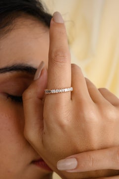 Natural Diamond Engagement Stackable Band Ring in 14k Solid Rose Gold
