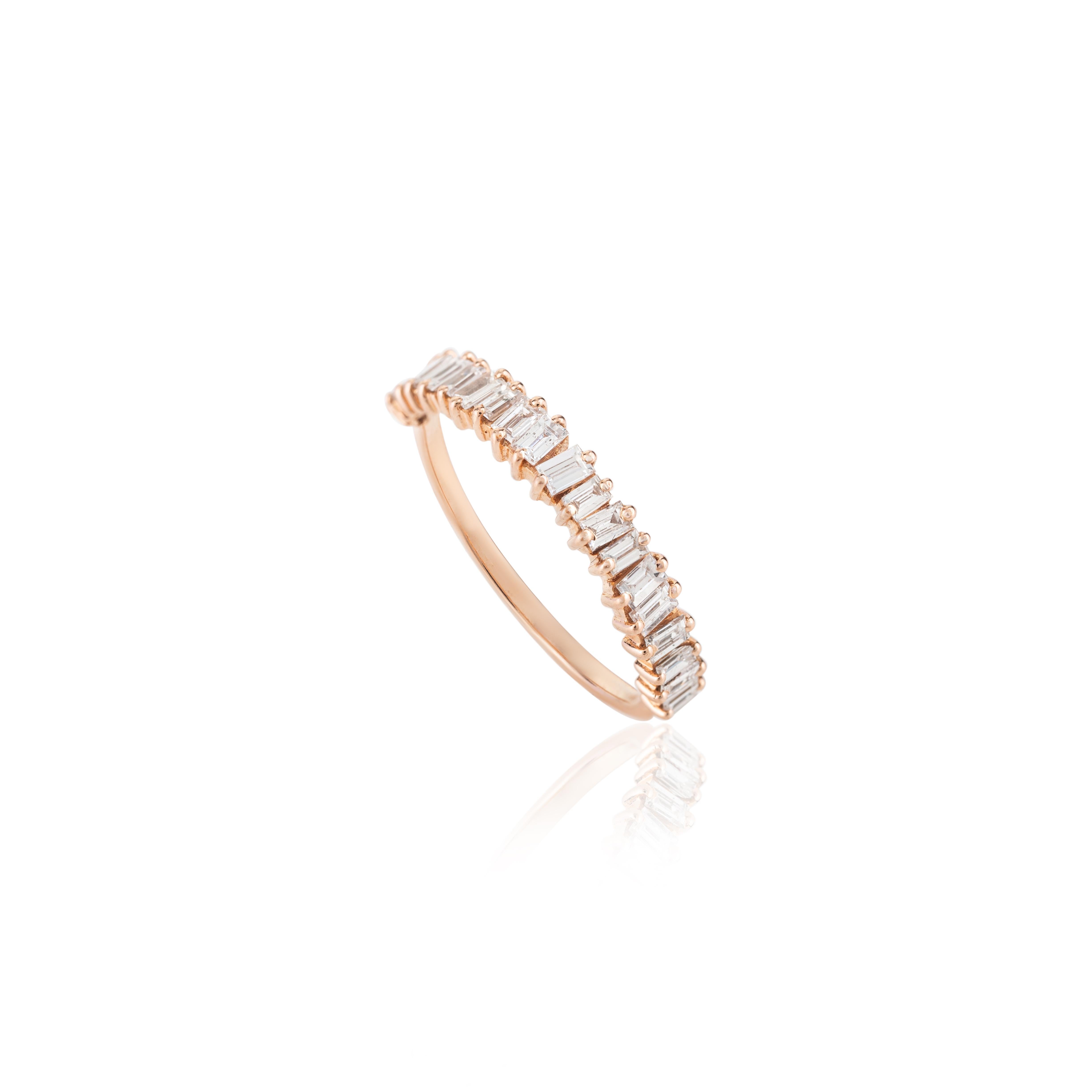 For Sale:  Natural Diamond Engagement Stackable Band Ring in 14k Solid Rose Gold 7