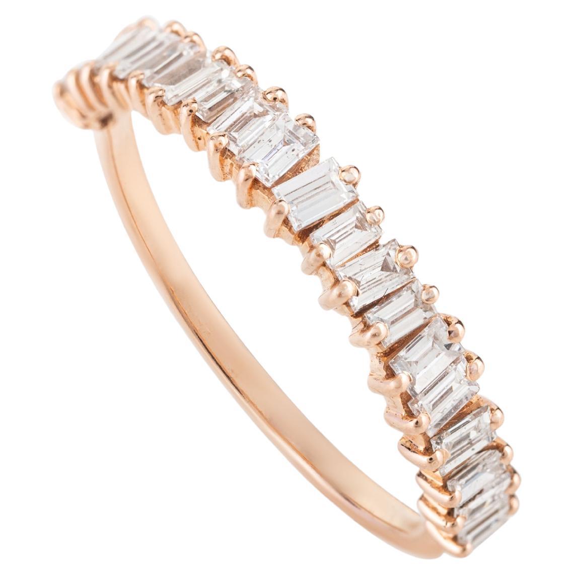 For Sale:  Natural Diamond Engagement Stackable Band Ring in 14k Solid Rose Gold