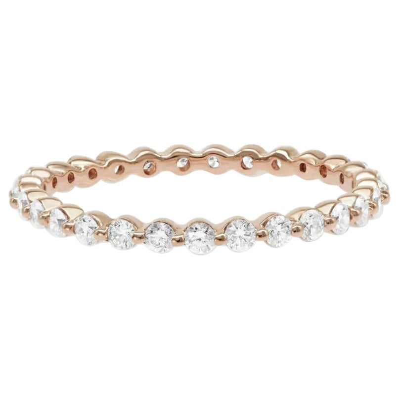 Eternity 14K Gelber massiver runder Ring mit natürlichem Diamant
