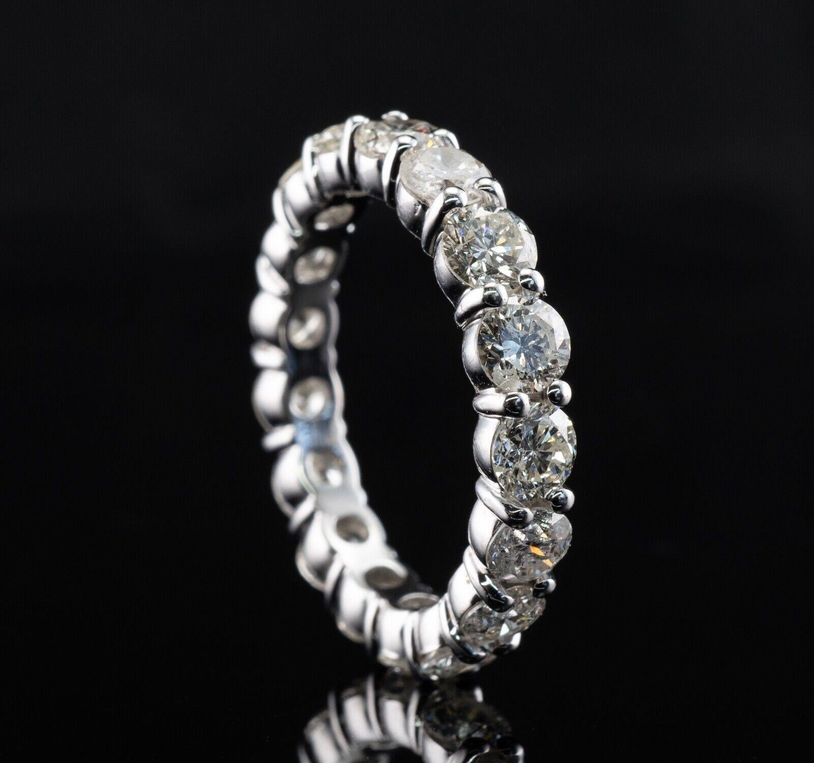 Taille ronde Natural Diamond Eternity Ring Band 14K White Gold 3.40 TDW en vente