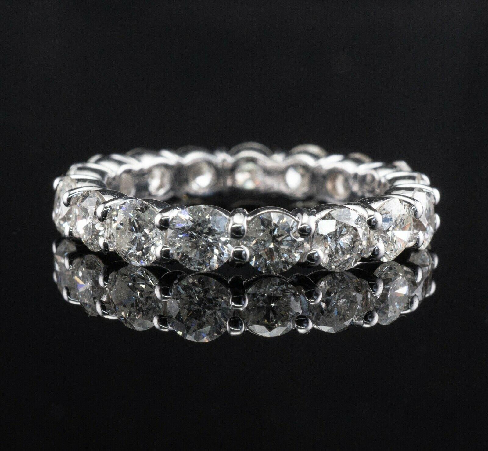 Natural Diamond Eternity Ring Band 14K White Gold 3.40 TDW en vente 1