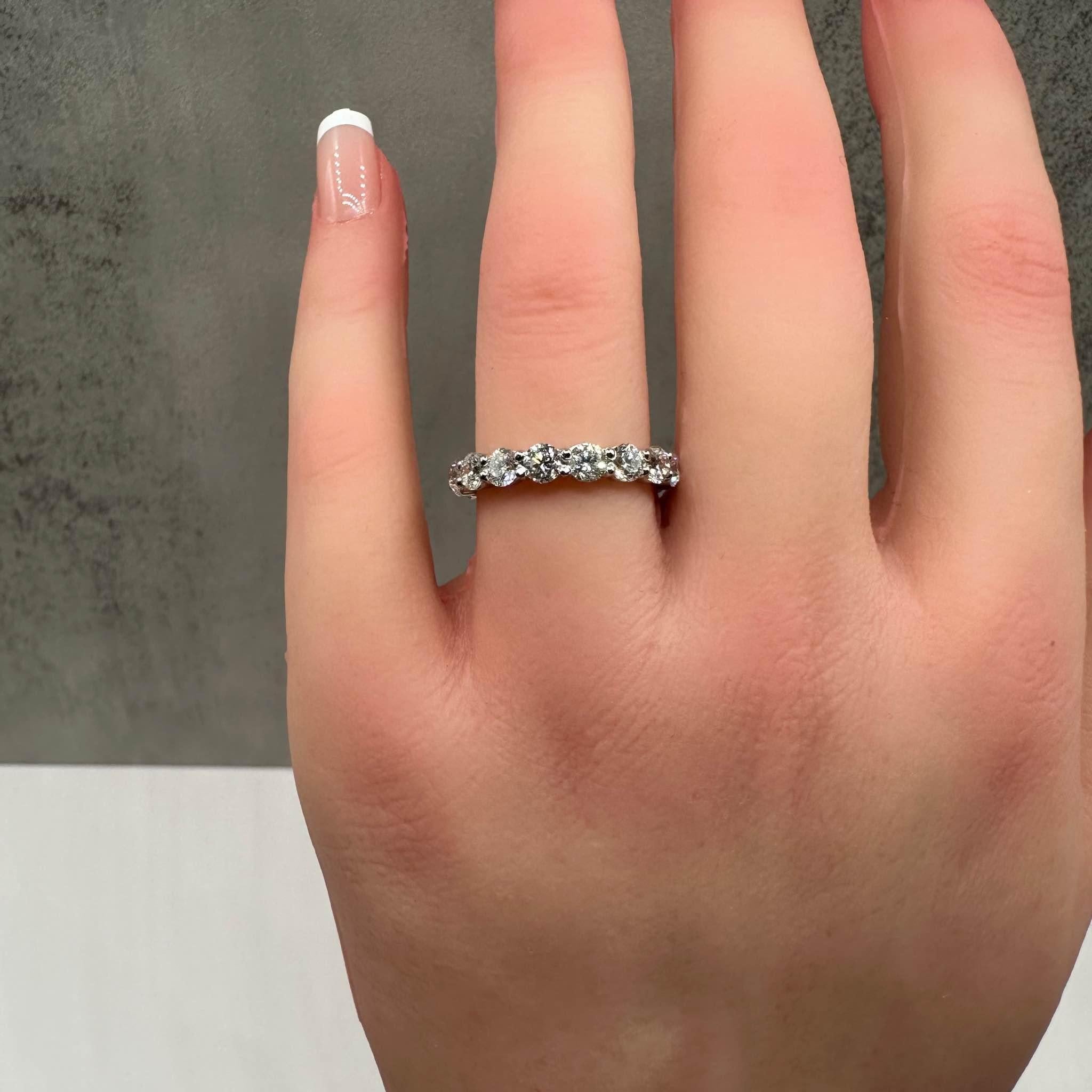 Round Cut Natural Diamond Eternity Ring in 14kt White Gold - 2.8ctw Diamonds, Size 6, New For Sale