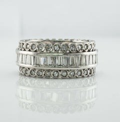 Natural Diamond Eternity Ring Platinum Wide Band 3.00 TDW