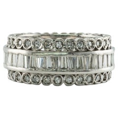 Natural Diamond Eternity Ring Platinum Wide Band 3.00 TDW