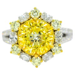 GIA 5,29 Karat Fancy Yellow Natural Diamond Halo Verlobungsring 18K Weißgold