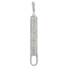 Natural Diamond Finding Solid 14k White Gold Baguette Diamond Pendant Jewelry
