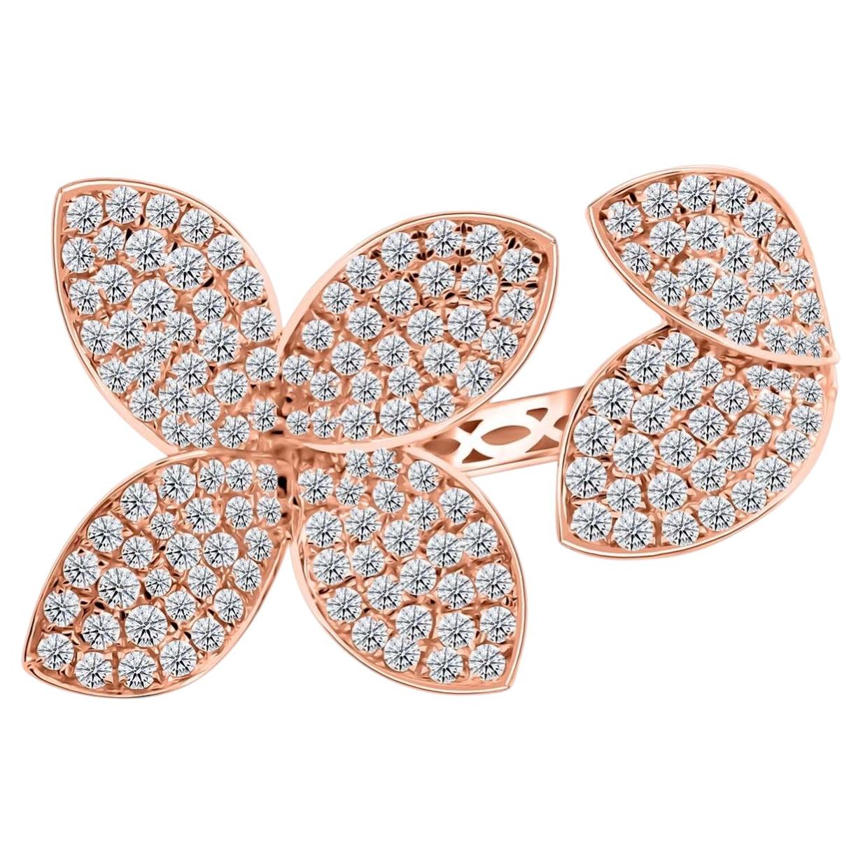 Anillo Floral de Diamantes Naturales de Oro Rosa de 18 quilates Bloom Joyas para Mujer