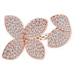 Anillo Floral de Diamantes Naturales de Oro Rosa de 18 quilates Bloom Joyas para Mujer