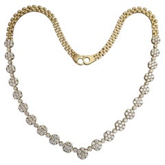 Collar Floret de Diamantes Naturales 10,68ctw en Oro Amarillo de 18k, Italiano