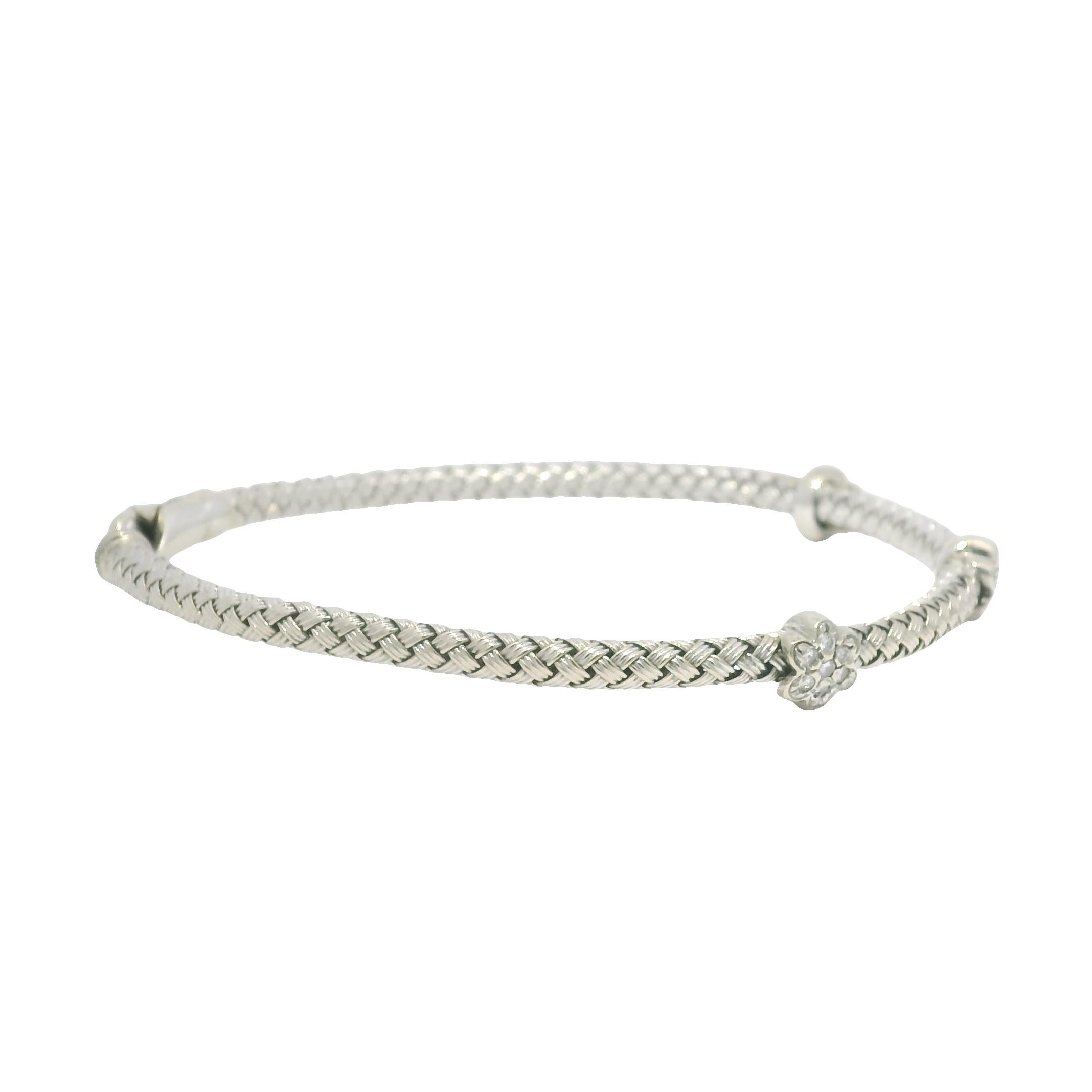 Bracelet flexible 14 carats avec fleur en diamant naturel blanc En stock Pour femmes en vente