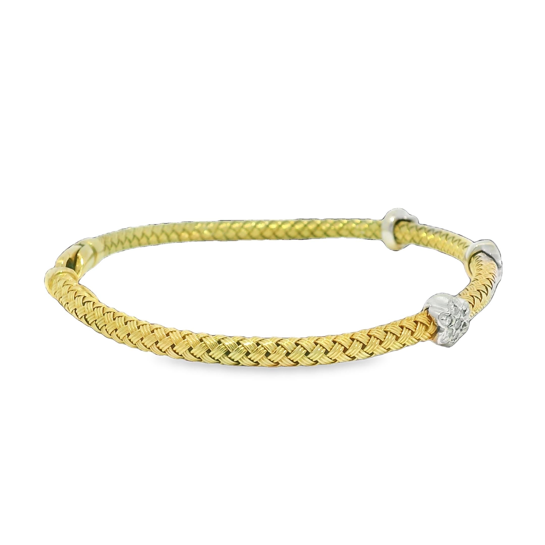 Bracelet flexible à fleur de diamant naturel 14 carats En stock en vente 2